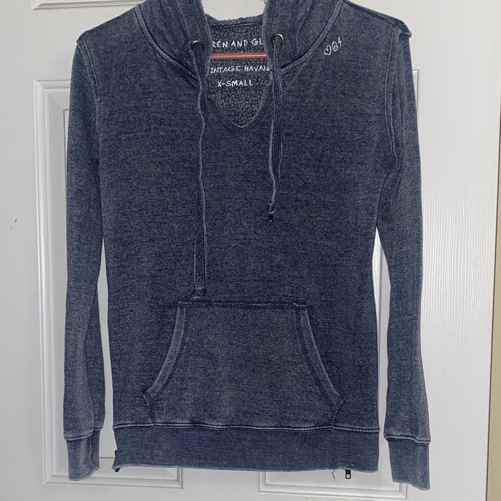 7 For All Mankind Vintage Havana Women's Charcoal Hoodie - Small